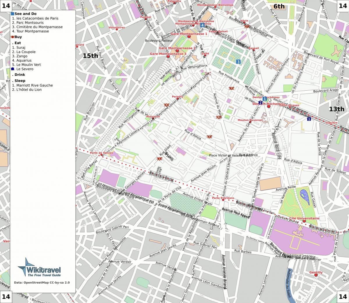 Carte 14ème arrondissement Paris