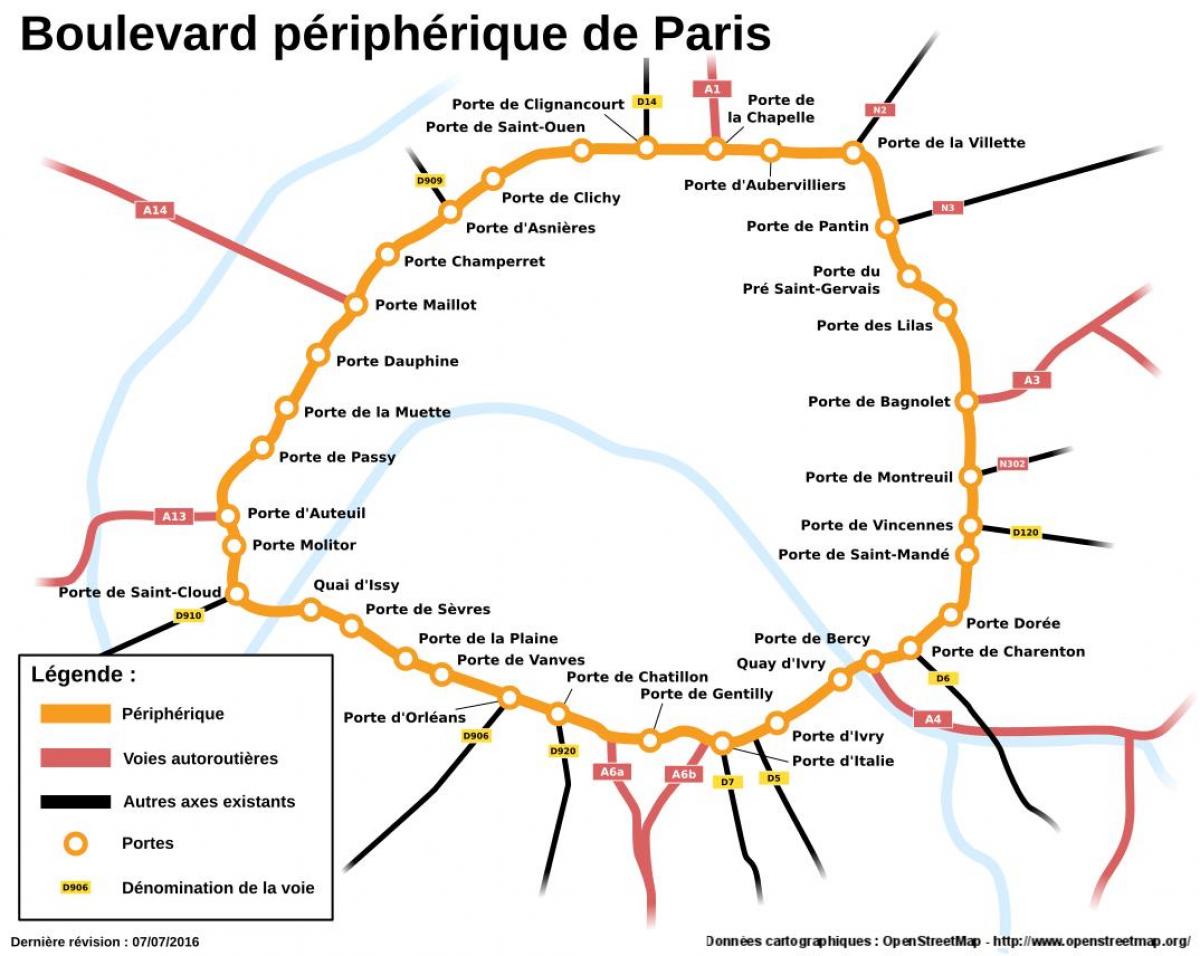 Carte périphérique Paris