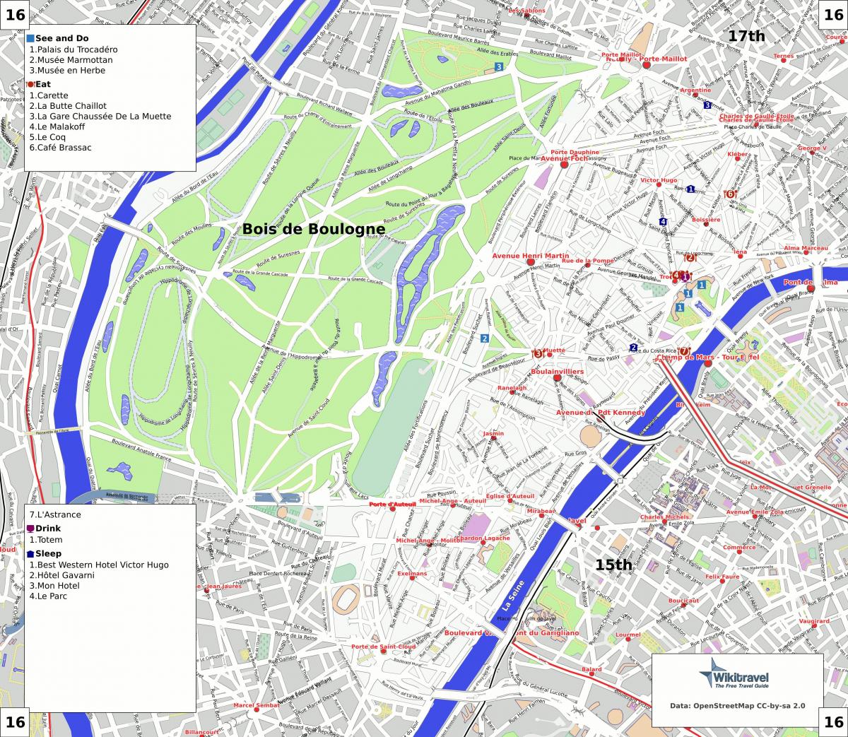 Carte 16ème arrondissement Paris