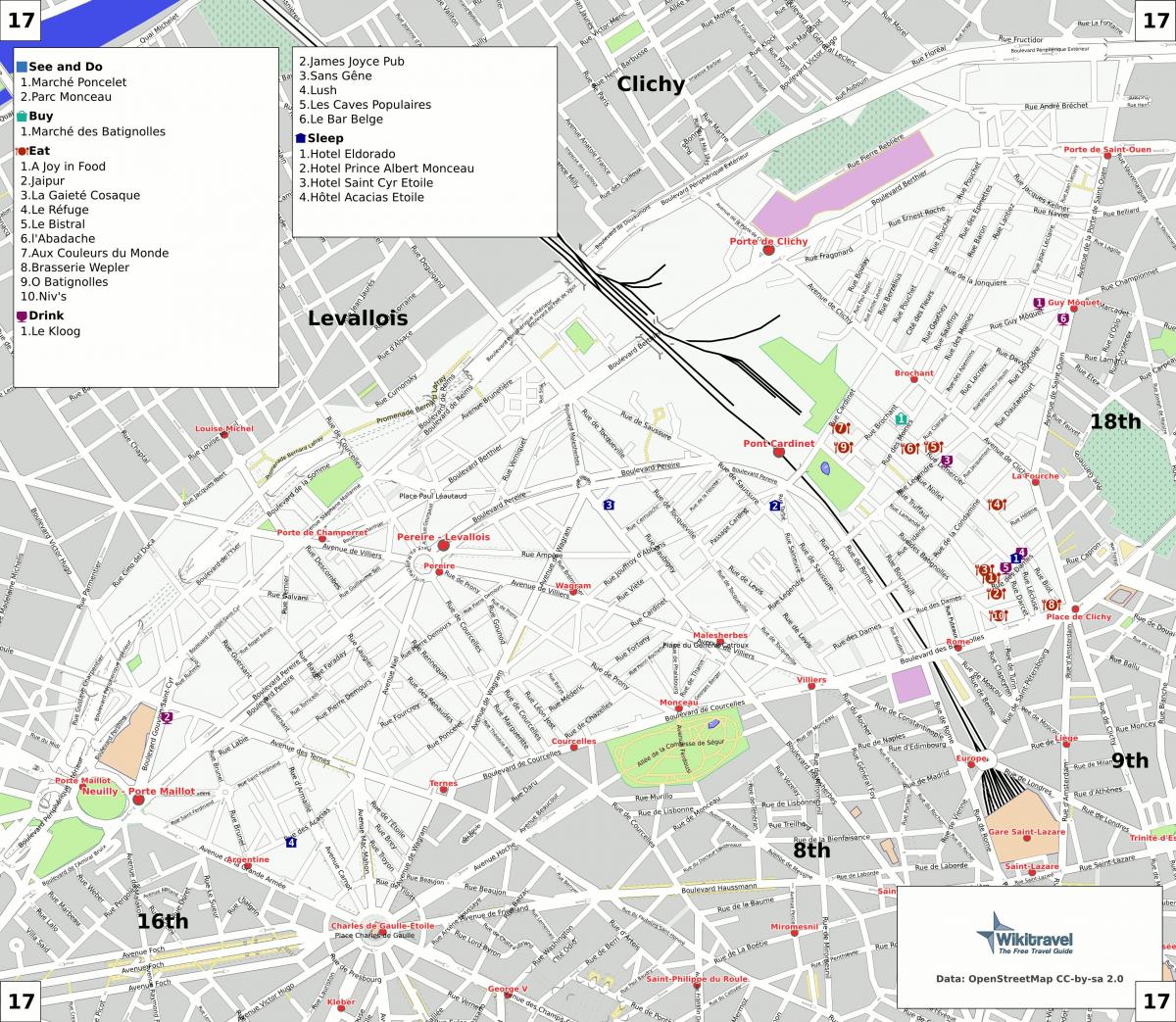 Carte 17ème arrondissement Paris