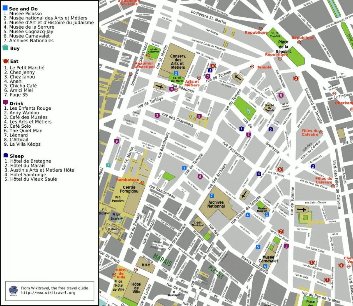 Carte 3ème arrondissement Paris