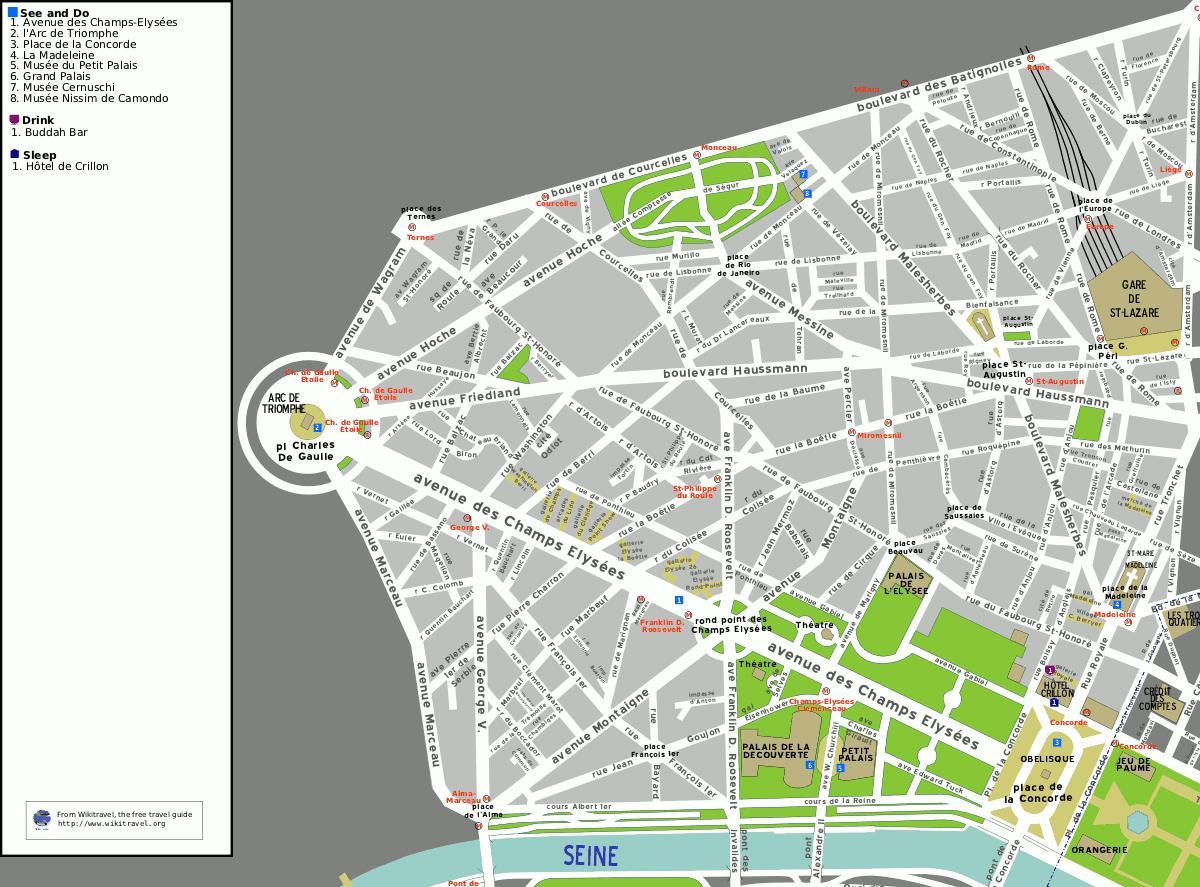 Carte 8ème arrondissement Paris