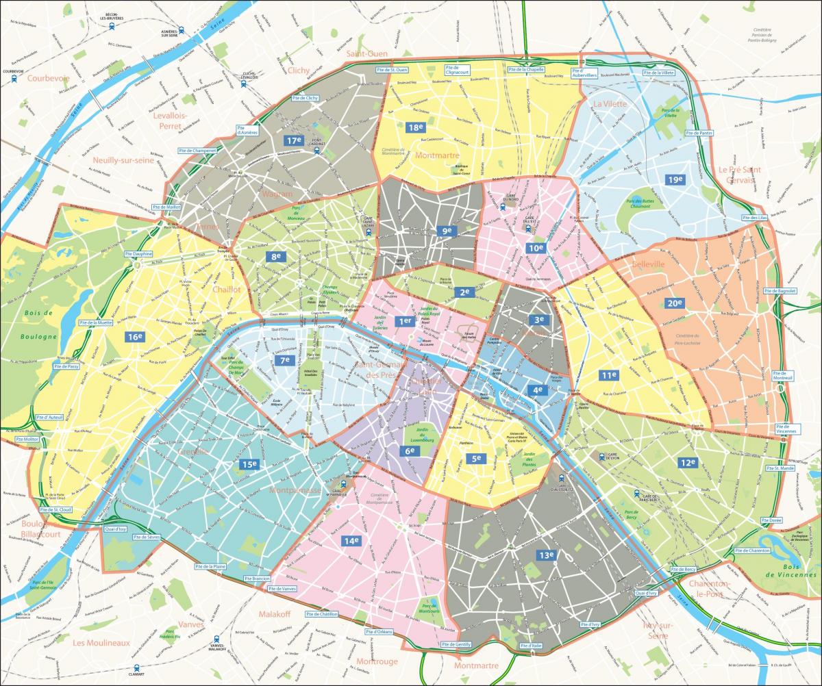Carte arrondissements Paris