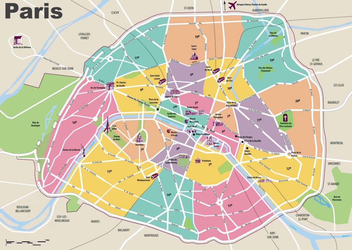 Carte attractions Paris