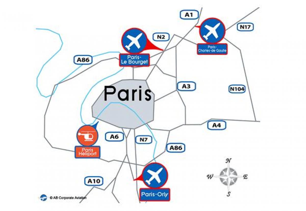 Carte aéroports Paris