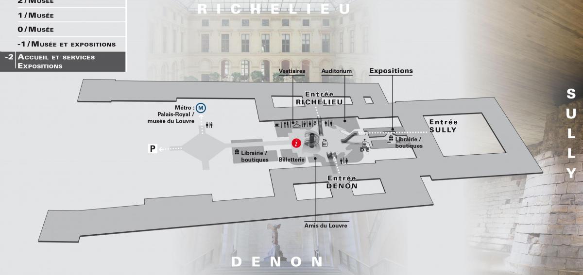 Carte musée du Louvre Niveau -2