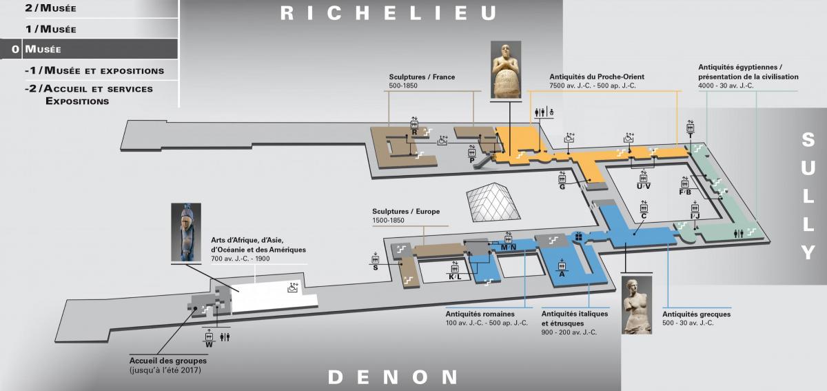Carte musée du Louvre Niveau 0