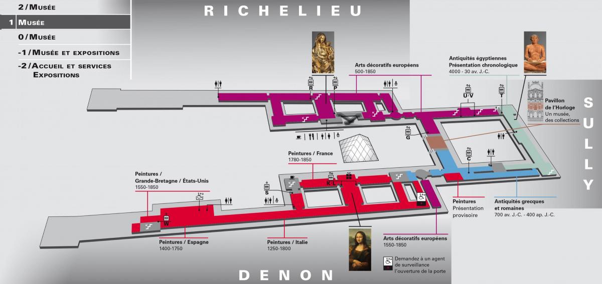 Carte musée du Louvre Niveau 1