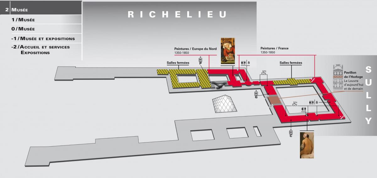 Carte musée du Louvre Niveau 2