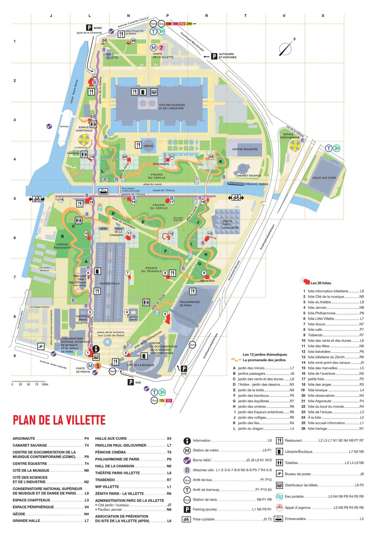 Carte Parc de la Villette