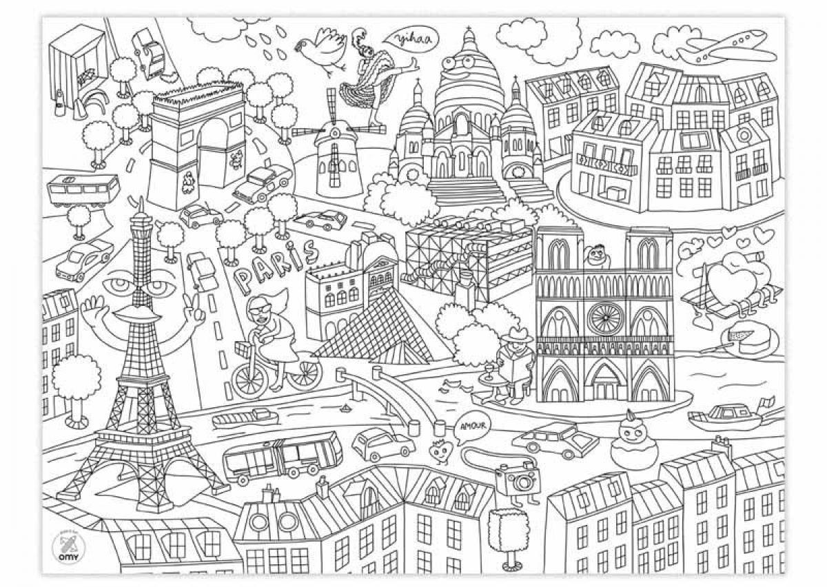 Carte Paris à colorier