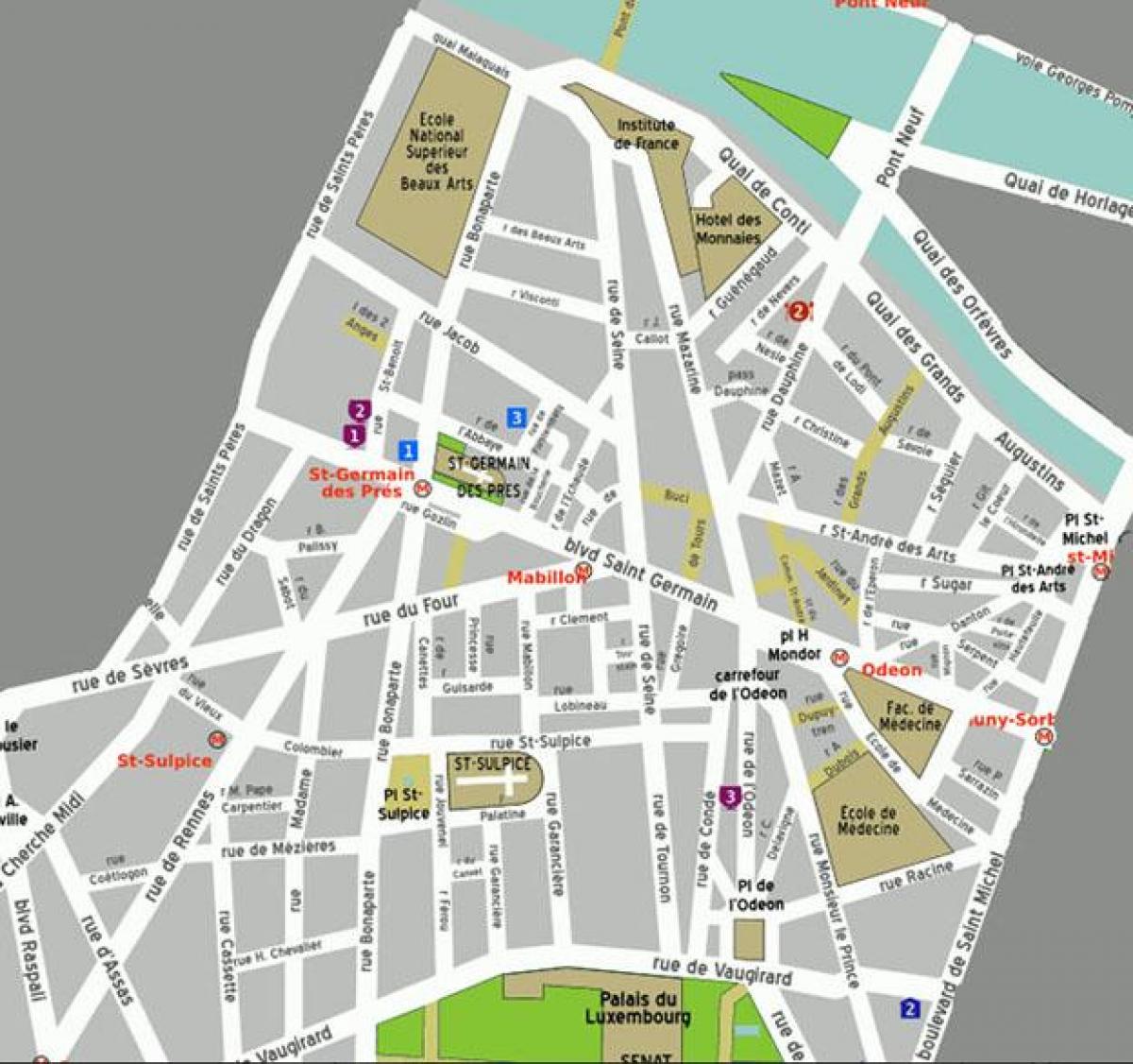Carte quartier Saint Germain des Pres