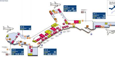 Carte de l'aéroport Orly Ouest