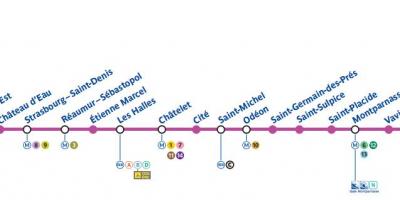 Carte du métro Paris ligne 4